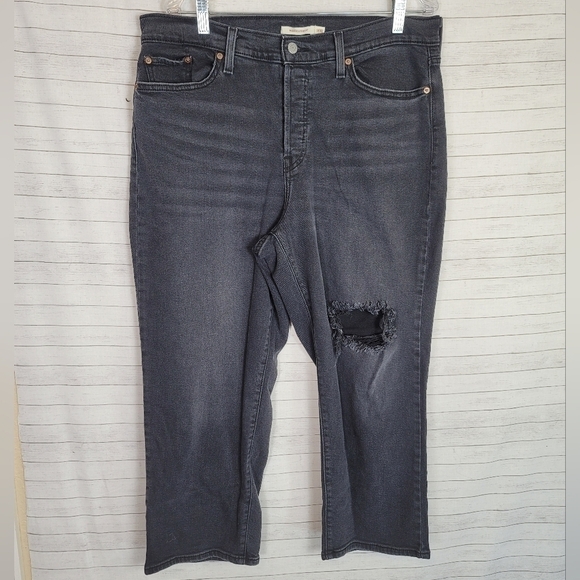 Levi's Wedgie High-Rise 13" Straight Leg Jeans in Washed Black Rinse, sz 16W - Picture 1 of 12